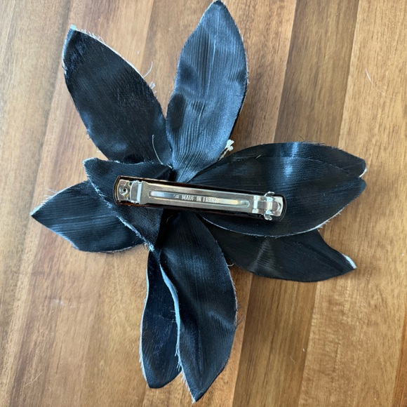 Vintage Large French Silver Flower Barrette - Picture 4 of 6